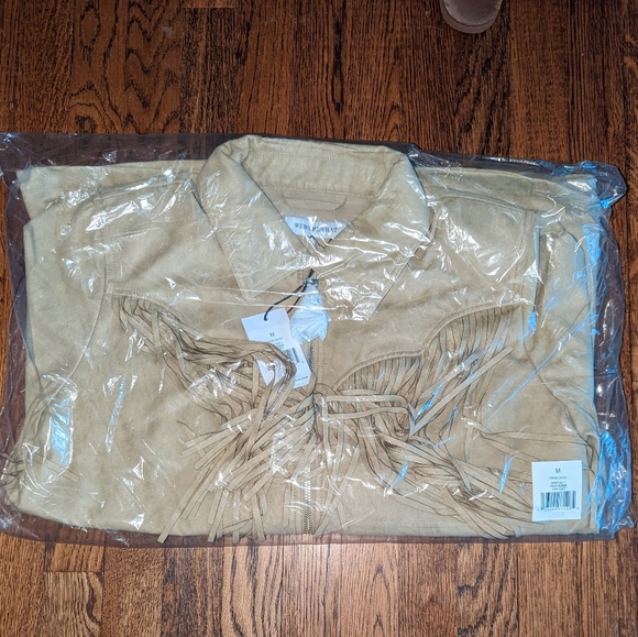 NWT - WeWoreWhat Faux Suede Fringe Jacket (sold out item) - Size Small - Picture 2 of 6